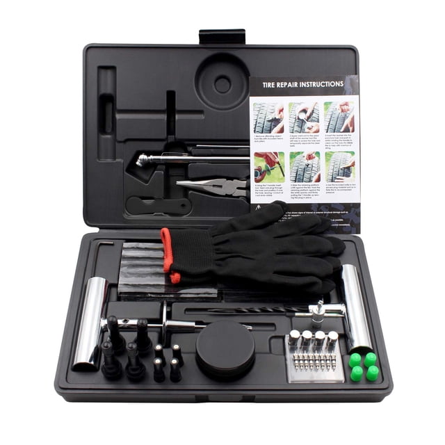 Kit de reparación de neumáticos Handfly, 87 piezas, con tapones para coche y motocicleta