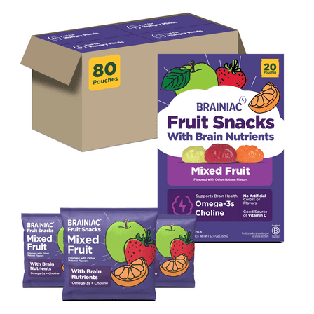 Brainiac Fruit Snacks with BrainPack, Mixed Fruit, 80ct