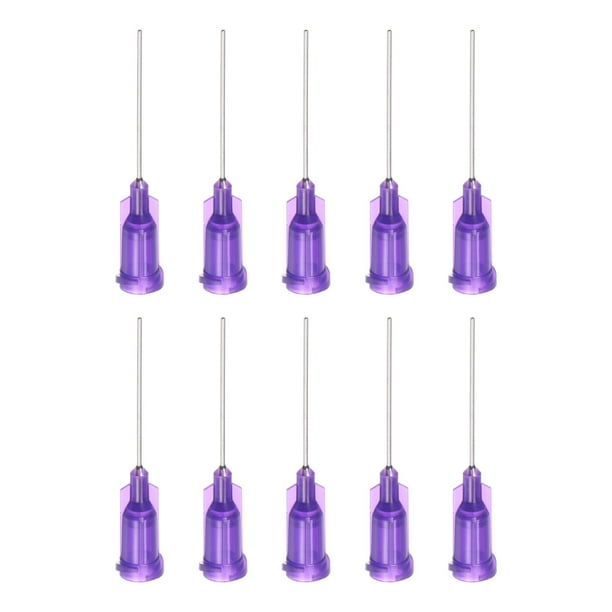 Aguja de dispensación de punta roma Uxcell para pistola de pegamento líquido, 21G 1", paquete de 10 (Púrpura)