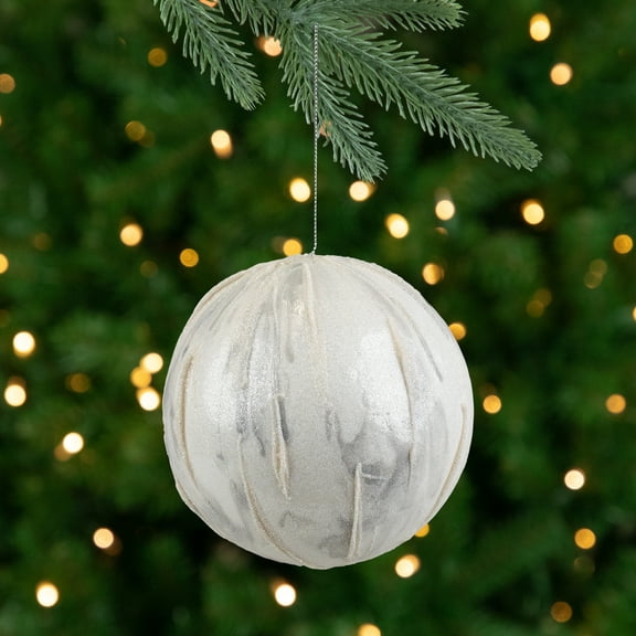 Northlight Glitter Marbled Christmas Ball Ornament - 4.25" - White