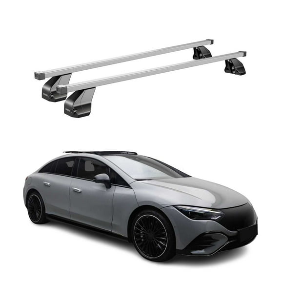 Fix Point Roof Racks Top Cross Bars for Mercedes EQE 2023-2024 Steel Silver 2Pcs