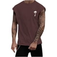 thumbnail image 2 of TOWED22 Men's Workout Tank Tops Sports Training Sleeveless Gym Hoodies Bodybuilding Cut Off Muscle Shirts(Brown,L), 2 of 4