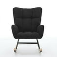 thumbnail image 5 of BISHE Modern Nursery Rocking Chair Upholstered Glider Chair with High Backrest Rocker Accent Armchair with Solid Wood Legs for Nursery Bedroom Living Room Teddy, Black, 5 of 5