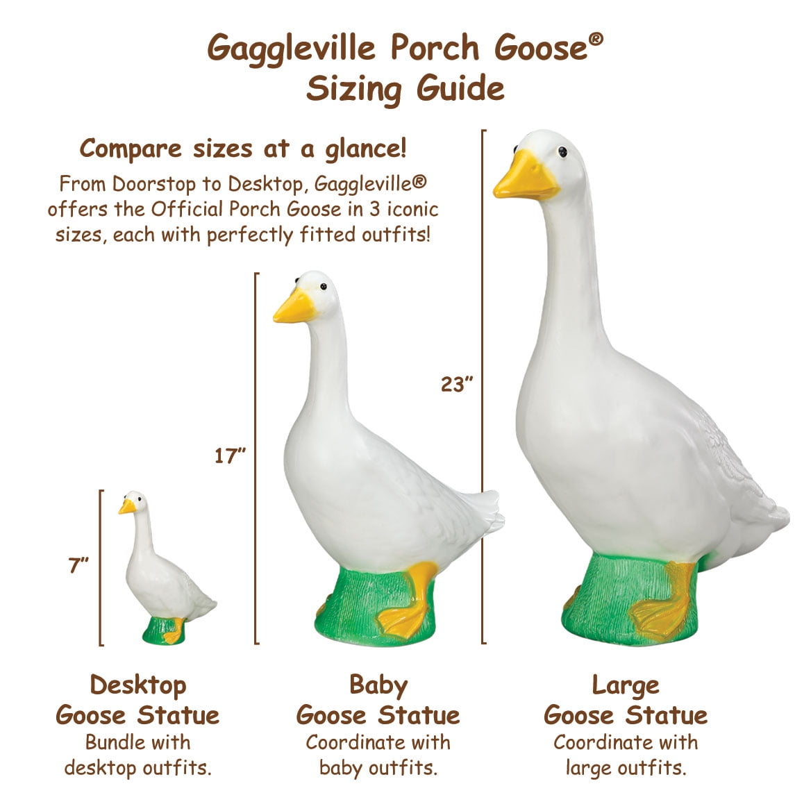 Official Gaggleville 23" Large White Goose, Plastic Garden Décor, Vibrant and Clean Painted Goose Feet - Indoor or Outdoor Decorative Figurine for Garden, Patio, or Entryway Accent