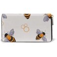 thumbnail image 2 of Bee Funny Colorful Bees Flying Summer Customized Leather Zipper Printed Clutch Bag Wallet Card Large Capacity Long Purse For Women, 2 of 5