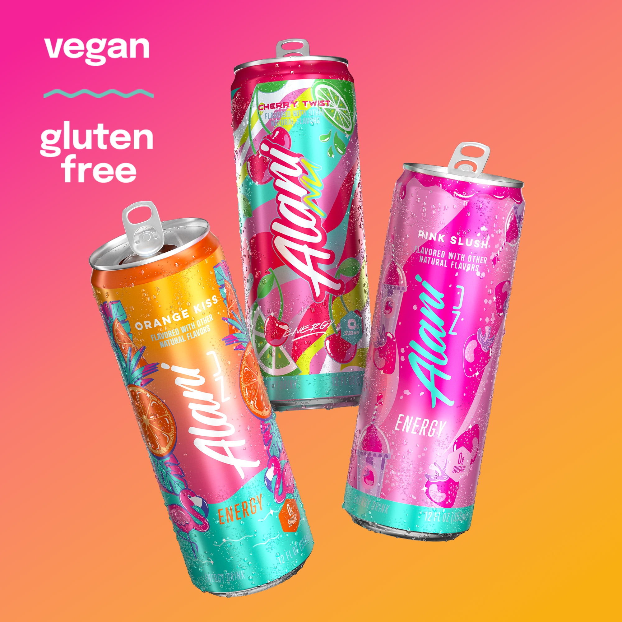 Alani Nu Sugar Free Energy Drink, Variety Pack, Pink Slush, Orange