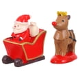 thumbnail image 3 of GOOHOCHY 2 adornos navideños decorativos de resina de alce de Papá Noel, 3 of 8