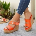 thumbnail image 5 of Dakaela Platform Wedge Sandals for Women Cutout Buckles 3.93 Inch High Heels Comfortable Non Slip Summer Walking Slides Shoes Size 6, 5 of 8