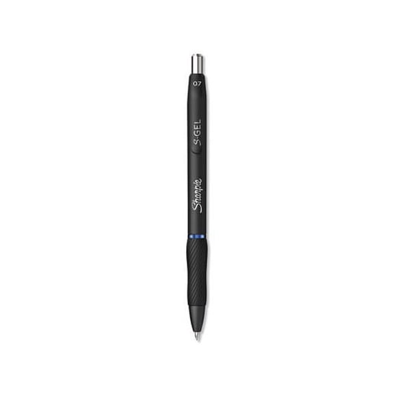 S-Gel Retractable Gel Pen Medium 0.7 mm, Blue Ink, Black Barrel, Dozen