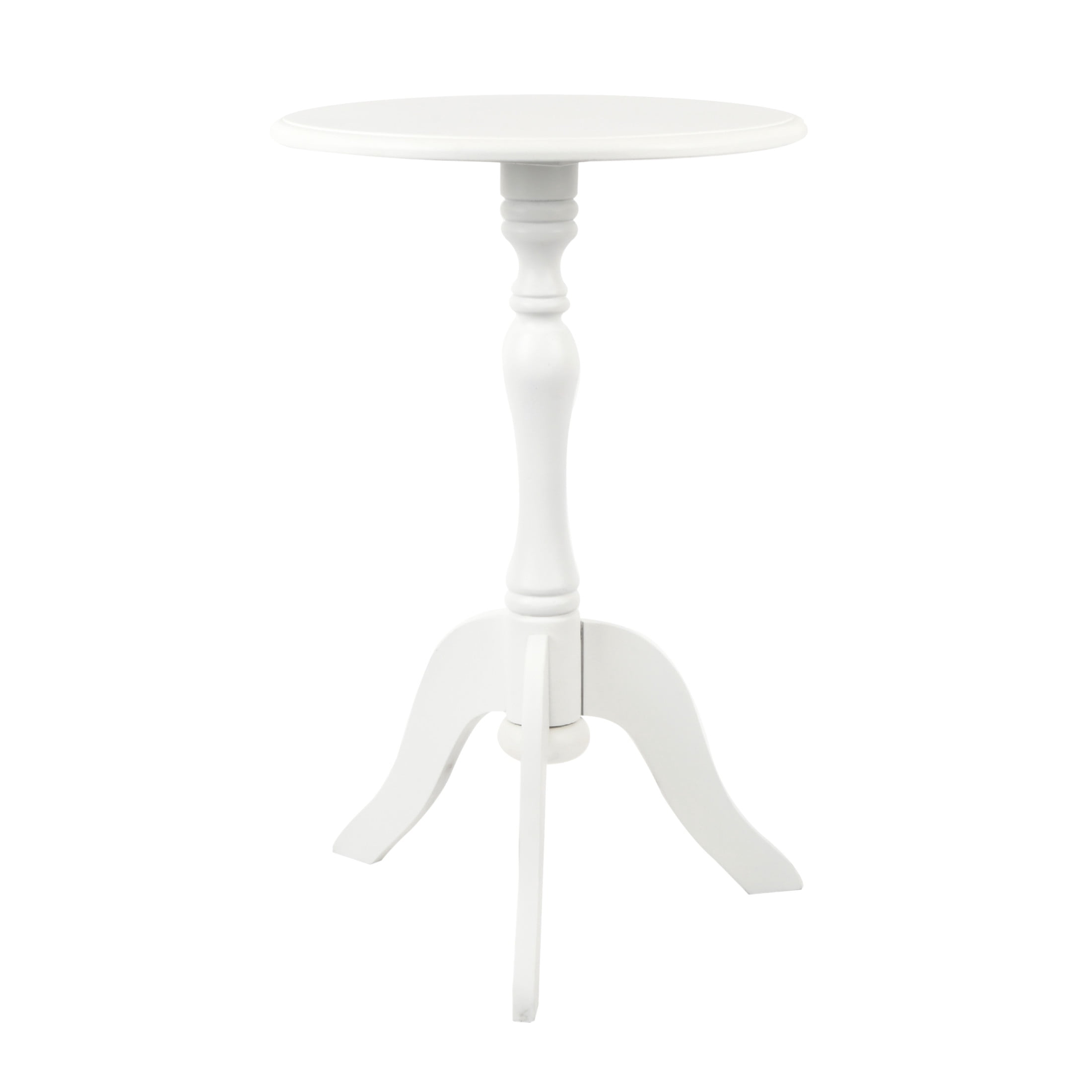 Decor Therapy Simplify Round Pedestal Accent Table in White Wood Finish, 24x15 Inches