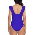 thumbnail image 6 of Yiaed Darkblue Print Women's Ruffled One Piece Swimsuit V Neck Swimwear Slimming Monokini for Woman-Small, 6 of 8
