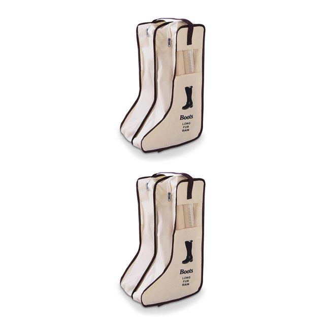 Advancent Bolsa de arranque reutilizable, zapatilla de deporte portátil, cremallera, almacenamiento, armario, botas, protector, bolsa, Beige L 2piezas