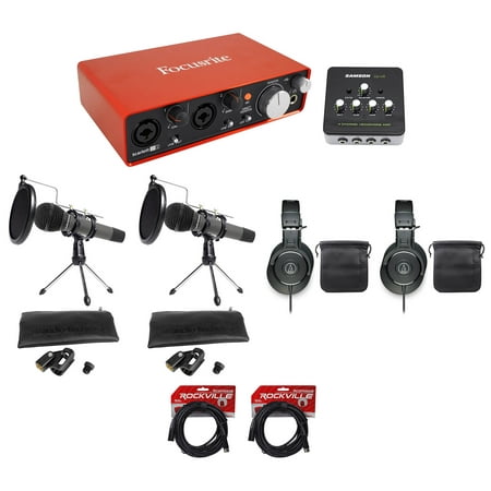 Two Person Podcast Podcasting Package w/Interface+Audio Technica Mics+Headphones