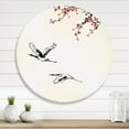 thumbnail image 2 of Designart 'Flying Two Sweet Winter Birds' Traditional Circle Metal Wall Art 11x11 - Disc of 11, 2 of 5