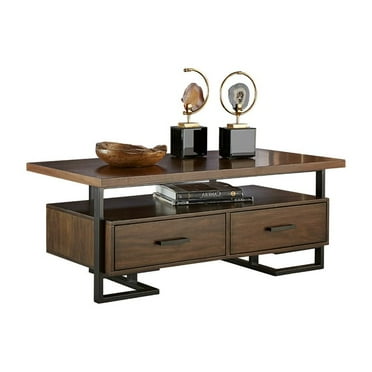 Lexicon Sedley Metal 2 Drawer Coffee Table in Walnut