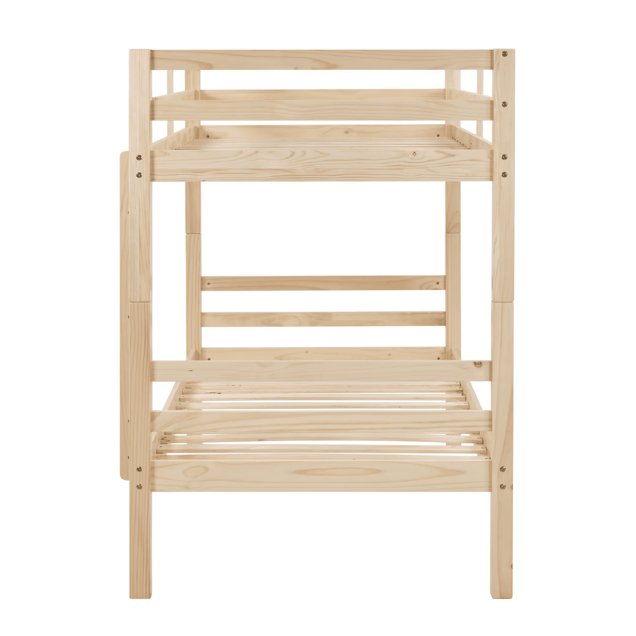 MAYEERTY Twin over Twin Bunk Bed with Thick Posts, Wooden Bed Frame with High Guardrail and Ladder for Kids, No Box Spring Needed, Natural