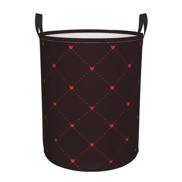 DouZhe Waterproof Collapsible Large Laundry Baskets, Vintage Lace Romance Hearts Prints Circular Hamper with Handles
