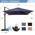 thumbnail image 3 of Pellebant 13 ft. x 10 ft. Patio Umbrella Rectangular Heavy-Duty Cantilever, Navy Blue, 3 of 9