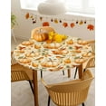 thumbnail image 4 of Round Fitted Tablecloths Thanksgiving Orange Pumpkin Waterproof Table Cover for Kitchen Dining Party Decor Fall Maple Leaves Seamless,55"-60", 4 of 6