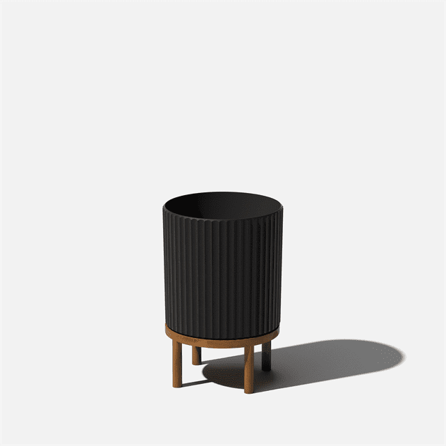 Veradek Mason Series Raised Demi 12" Plastic-Stone Planter with Stand - Black/Brown
