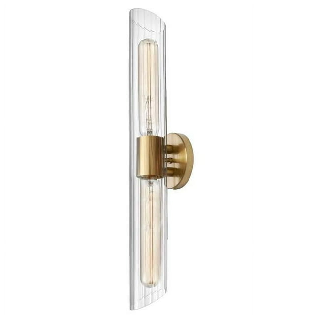 Dainolite SAM-252W-AGB Aged Brass Vanity 2 Light with Clear Fluted Glass