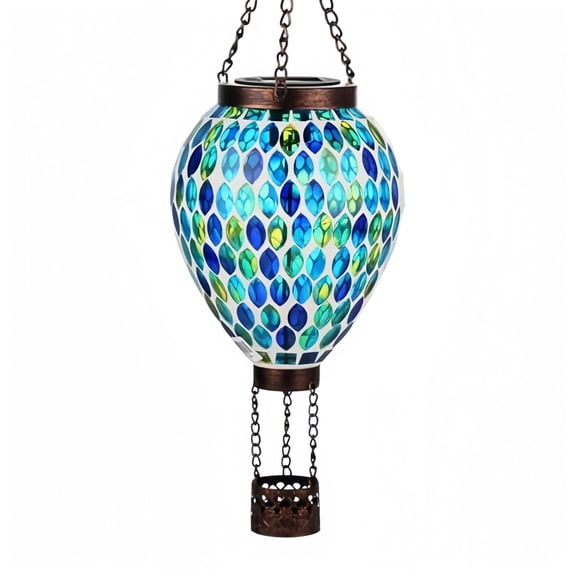 VOREEN Hot Air Balloon Mosaic Solar Outdoor Hanging Lanterns, Waterproof, Patio Festive Decor