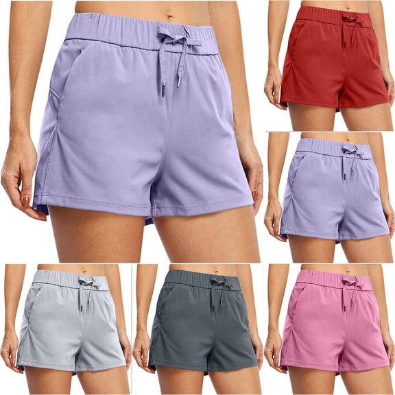 Goodtrade8 Womens Athletic Hiking Running Shorts for Women Yoga Workout Gym Quick Dry Shorts with Pockets