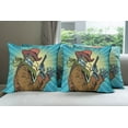 thumbnail image 6 of Ambesonne Blue Throw Pillow Cover 4 Pack, Western Style Robot Cowboy, 20", Petrol Blue and Brown, 6 of 7