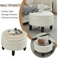 thumbnail image 6 of FOREDO 24 Inch Fabric Round Ottoman with Storage, Modern Upholstered Button Tufted Ottoman Coffee Table with Tray Lid, Circle Footstool with Storage for Living Room, Bedroom, White, 6 of 16