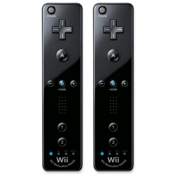 Wii Remote with Motion Plus - Wireless Bluetooth Game Controller, Black 2 Pack