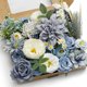 thumbnail image 1 of Piklado Caja Combinada De Flores Artificiales, Juego De Flores Artificiales, Hojas Sueltas Y Tallos, Ramo De Centro De Boda, Novia, Boda, Baby Shower (Gris Blanco Azul), 1 of 5