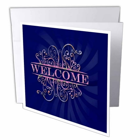 3dRose Welcome Home, Blue, Greeting Cards, 6 x 6 inches, set of 6