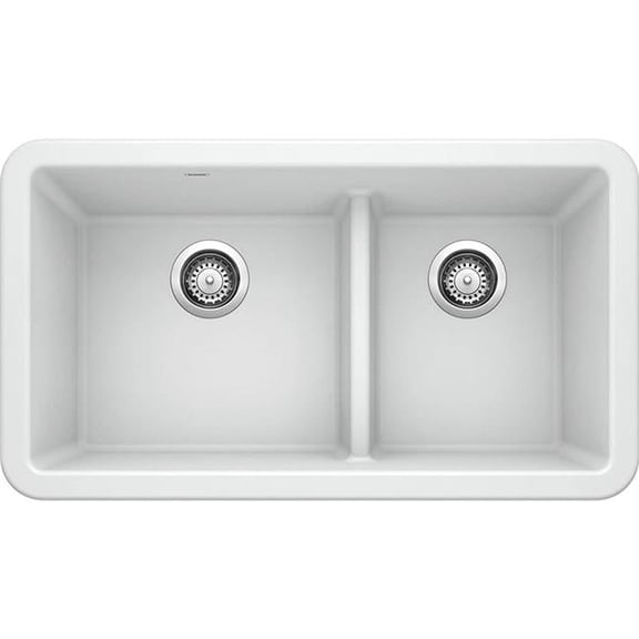 Blanco 402324 33 in. Ikon Apron Low Divide Kitchen Sink, White