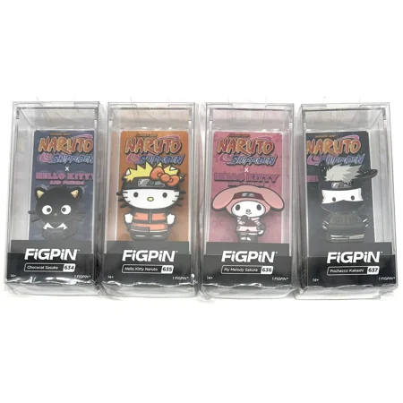 FiGPiN Naruto Shippuden Team 7 Kakashi Naruto Sasuke Sakura set of 4 Pins