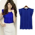 thumbnail image 3 of Clearance  Womens Loose Fit Ruffle Short Sleeve Casual Chiffon Short Sleeve Blouses Tops Shirts, 3 of 6