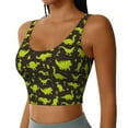 thumbnail image 2 of Fotbe Cute Cartoon Dinosaurs Green Silhouette Pattern Pattern Womens' Sports Bra Longline Wirefree Padded with Medium Support Sports Moisture-Wicking Workou Vest,Tank Top-, 2 of 9