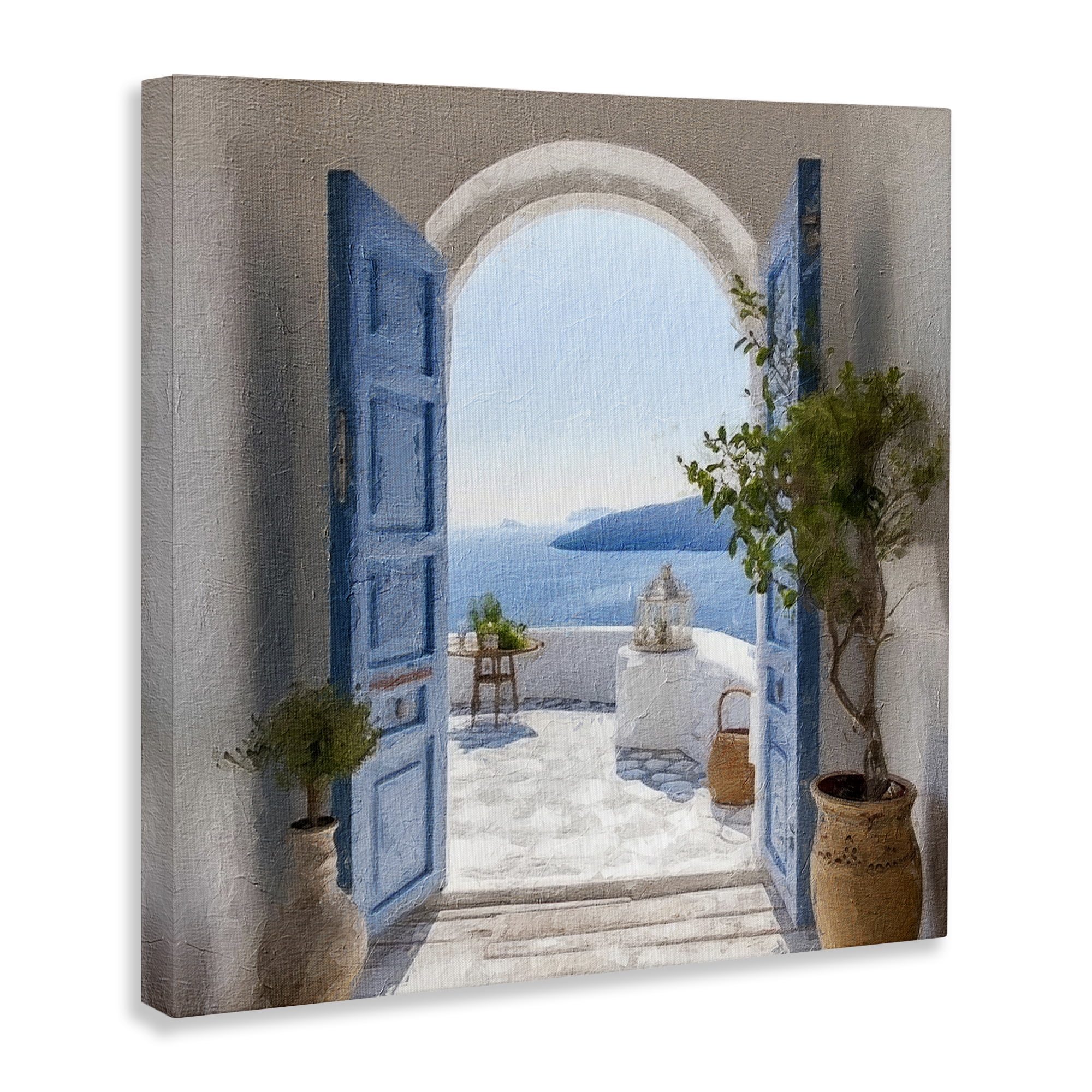 Stupell Industries Coastal Doorway to Sea Town & City Painting Gallery Wrapped Canvas Art Print Wall Art, 36 x 36