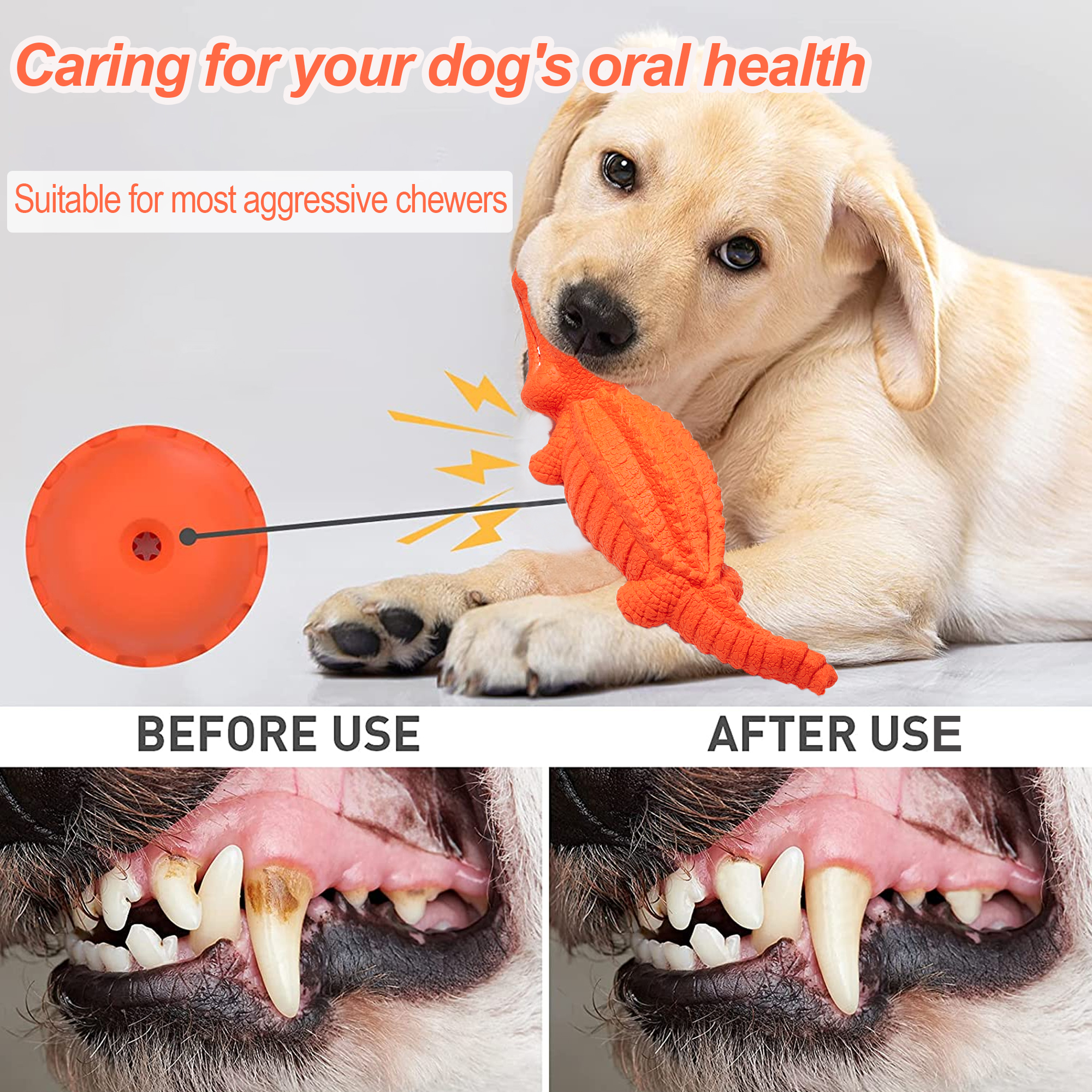 Pet Deluxe Squeaky Crocodile Dog Toy, Orange, Large photo 5