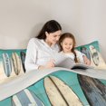 thumbnail image 4 of Castle Fairy Shabby Vintage Surfboard Queen Comforter Set 3 Pieces,Palm Hibiscus Wooden Board Comforter Sets Queen,Cream Teal,Grey Reversible,1 Comforter and 2 Pillowcases, 4 of 6