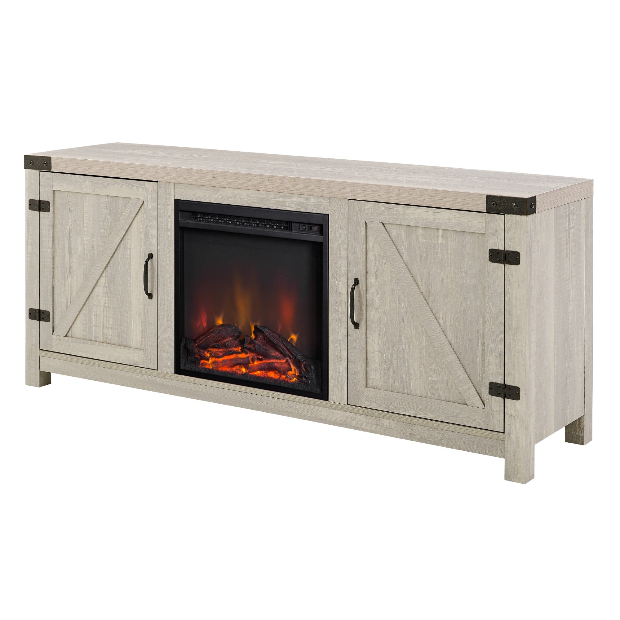 Woven Paths Modern Farmhouse Fireplace TV Stand for TVs up to 65", Stone Grey