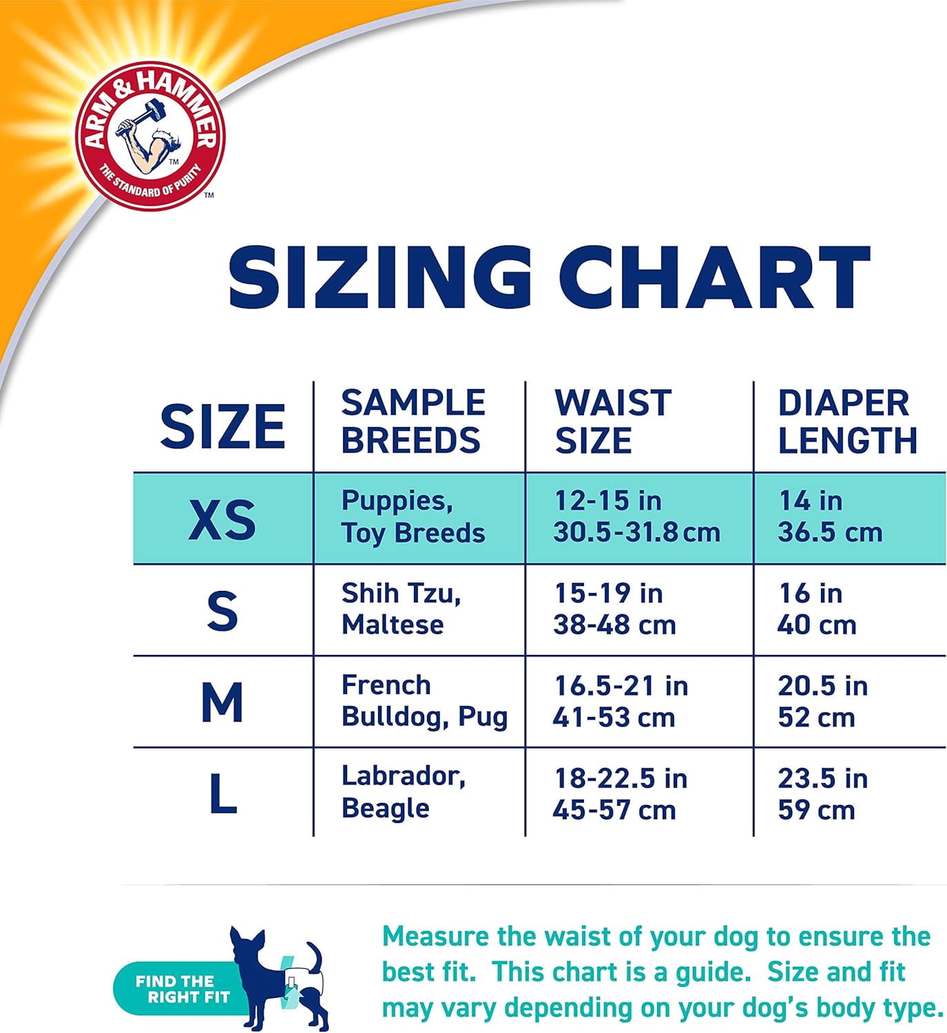 Arm & Hammer Female Dog Diapers, Size X-Small, 12 Count | Ultra-Absorbent with Leak-Proof Protection
