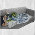 thumbnail image 6 of Peacock Soft Flannel Fleece Throw Blanket, Abstract Exotic Bird with Long Tail and Wings Floral Swirled Leaves, Cozy Plush for Indoor and Outdoor Use, 60" x 80", Blue Green, by Ambesonne, 6 of 6