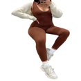 thumbnail image 2 of Combinaisons d'Entraînement pour Femmes Bodycon Sans Manches Col en U Couleur Unie Sport Yoga Stretch, 2 of 5