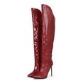 thumbnail image 5 of Women Snake Embossed Pointy Lug Over the Knee Stiletto Heel Boots 19586, 5 of 6