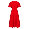 thumbnail image 5 of Hwmodou V-Neck Commuting Printed Short Sleeve Party Simple Vacation Long Dresses Bohemian Dress Cozy Ladies Sundress, 5 of 6