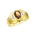 thumbnail image 4 of RYLOS Men's Rings 14K Yellow Gold Rings Classic Designer Style 9X7MM Oval Gemstone &  Diamond Ring Smoky Quartz June Birthstone Rings For Men Size 9, 4 of 7