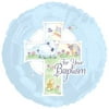 18" Baptism Cross and Sheep " For Your Baptism " Theme Blue Foil Balloon ( 3 Balloons )