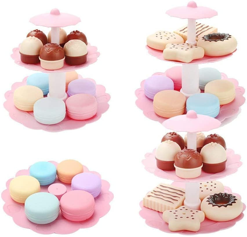 Cookies Desserts Tower with Stand Kids Child Toddlers Role Play Food Toy Kit 