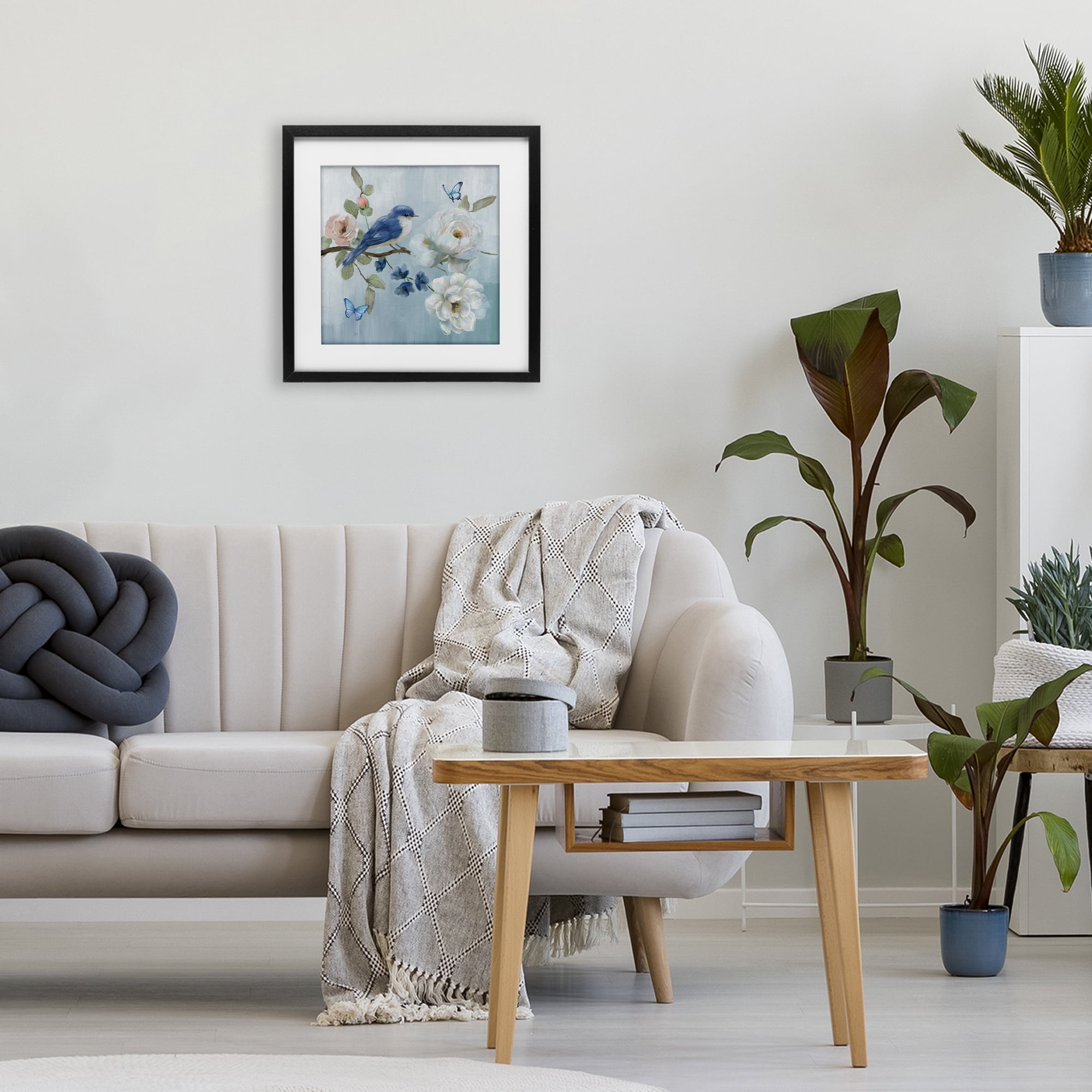 Stupell Industries Blue Bird Tranquility Black Framed Print Under Glass, design by Nan