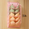 thumbnail image 1 of Bolsa de almacenamiento colgante rosa para ropa interior de encaje, organizador de ropa interior con 2 ganchos, 1 of 8